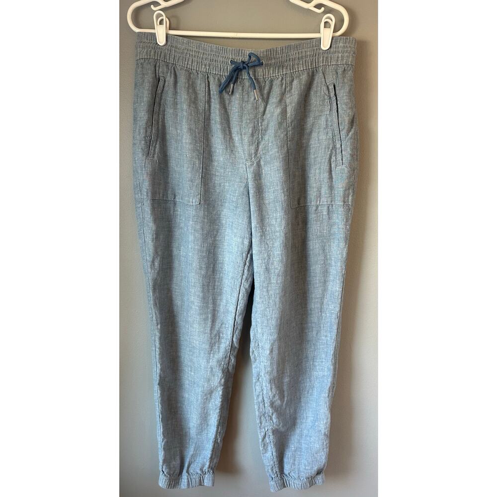 Athleta Linen Jogger Pant Size 12 Blue